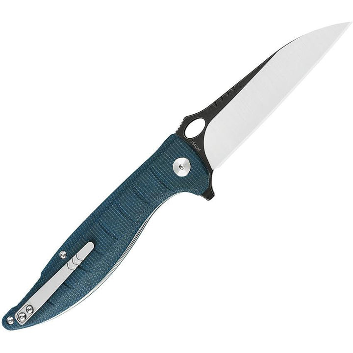 QSP Knife Locust Linerlock Blue Micarta Two Tone 154CM - Knives.mx