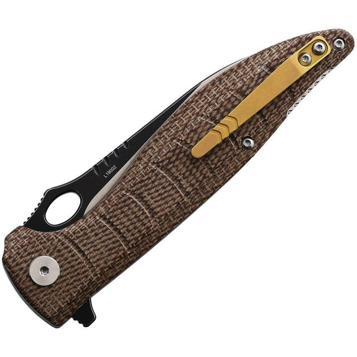 QSP Knife Locust Linerlock Brown Micarta Two Tone 154CM - Knives.mx