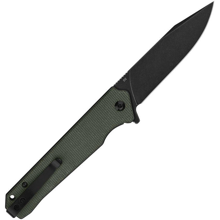 QSP Knife Mamba Linerlock Green Micarta Black Stonewash D2 - Knives.mx