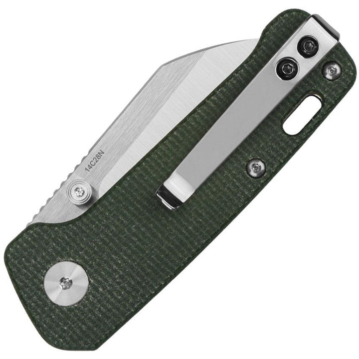 QSP Knife Mini Penguin Linerlock Green Micarta Satin 14C28N Sandvik - Knives.mx