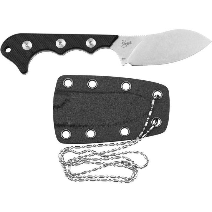 QSP Knife Neckmuk Neck Knife Black G10 D2 - Knives.mx