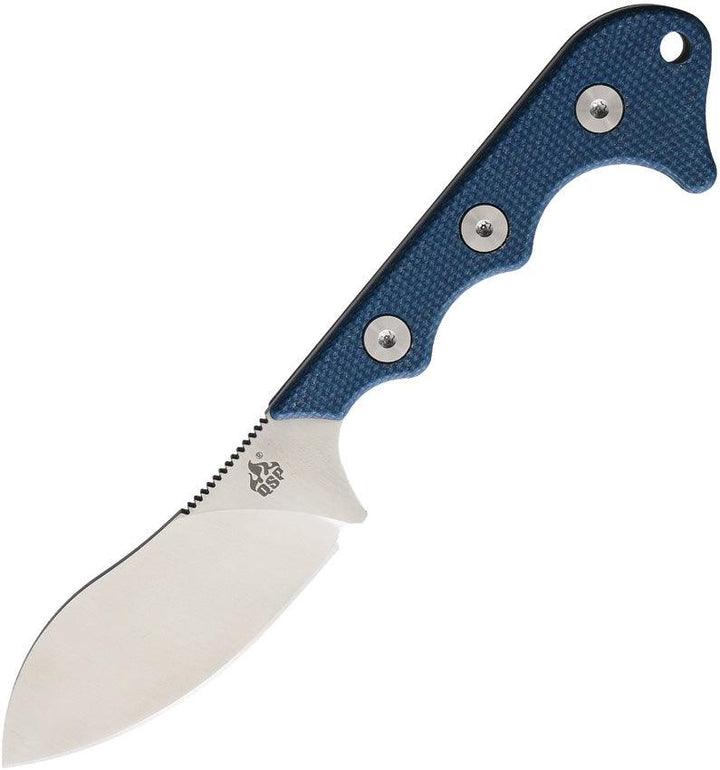 QSP Knife Neckmuk Neck Knife Blue Micarta Satin D2 - Knives.mx