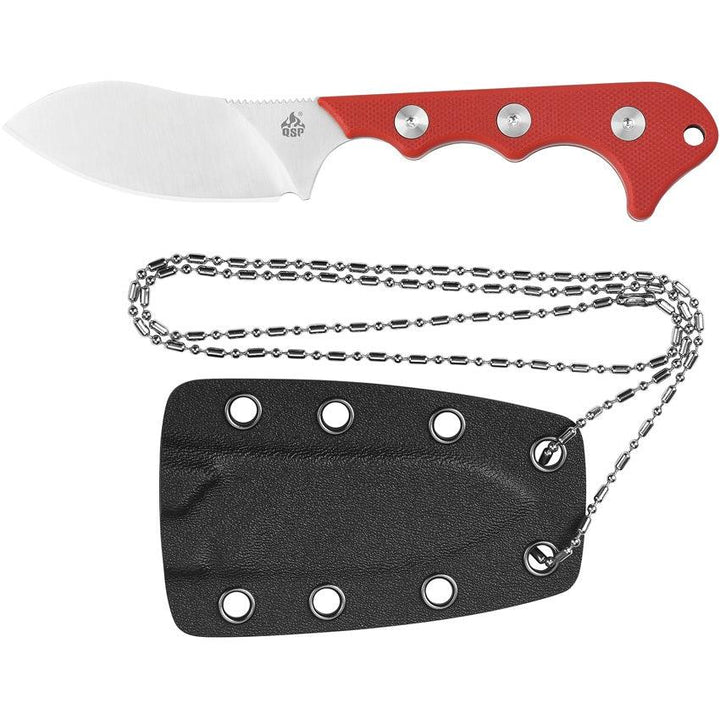 QSP Knife Neckmuk Neck Knife Red G10 Satin D2 - Knives.mx