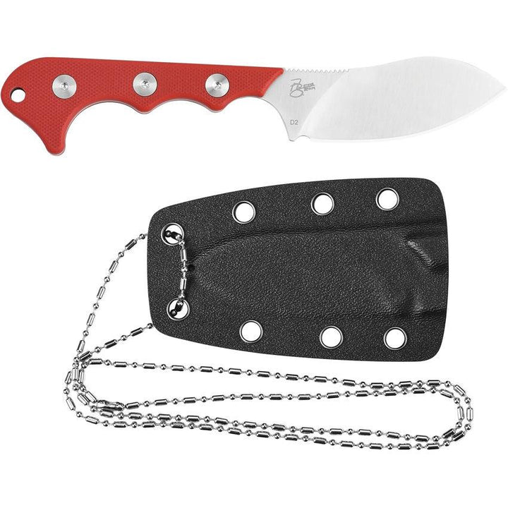 QSP Knife Neckmuk Neck Knife Red G10 Satin D2 - Knives.mx