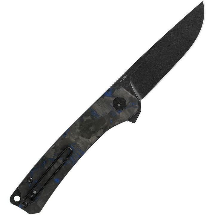 QSP Knife Osprey Linerlock Black and Blue G10/CF Black SW 14C28N Sandvik - Knives.mx