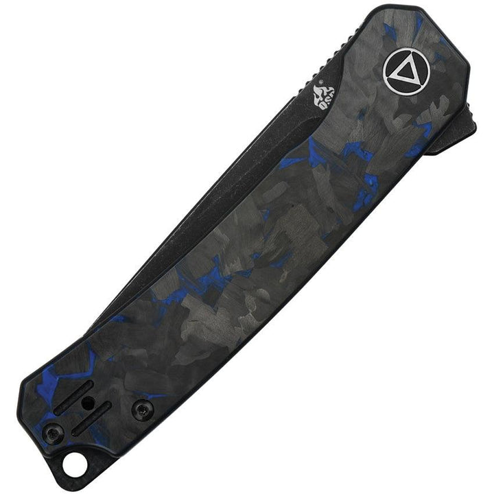 QSP Knife Osprey Linerlock Black and Blue G10/CF Black SW 14C28N Sandvik - Knives.mx