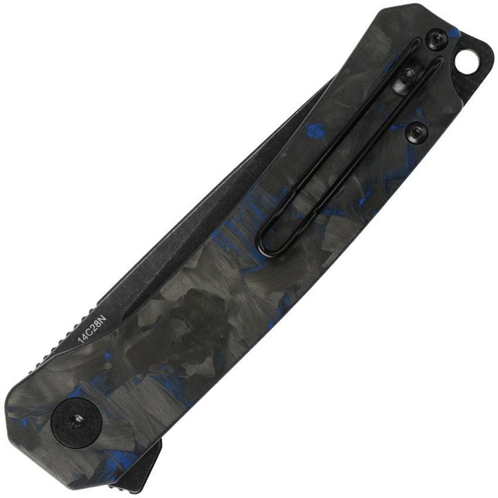 QSP Knife Osprey Linerlock Black and Blue G10/CF Black SW 14C28N Sandvik - Knives.mx