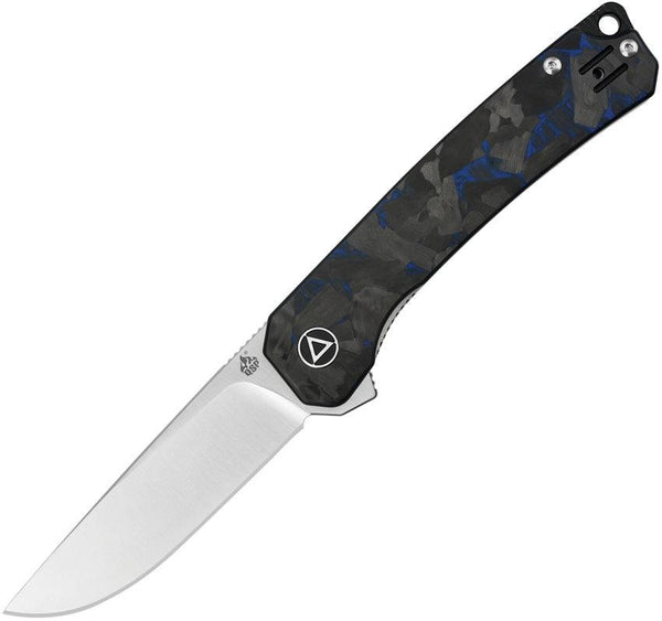 QSP Knife Osprey Linerlock Black and Blue G10/CF Satin 14C28N Sandvik - Knives.mx