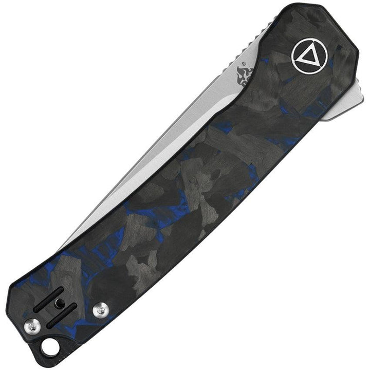 QSP Knife Osprey Linerlock Black and Blue G10/CF Satin 14C28N Sandvik - Knives.mx