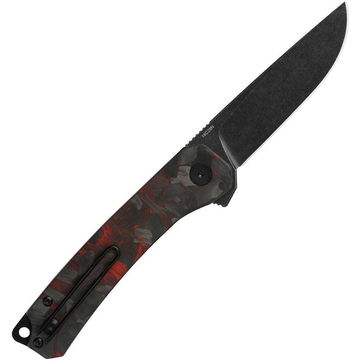 QSP Knife Osprey Linerlock Black and Red G10/CF Black SW 14C28N Sandvik - Knives.mx