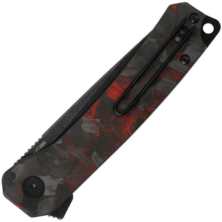 QSP Knife Osprey Linerlock Black and Red G10/CF Black SW 14C28N Sandvik - Knives.mx