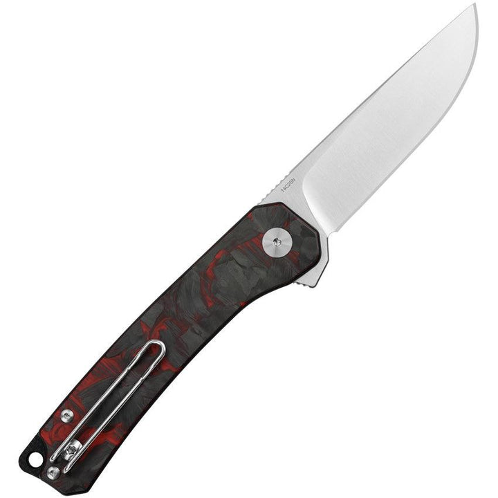 QSP Knife Osprey Linerlock Black and Red G10/CF Satin 14C28N Sandvik - Knives.mx