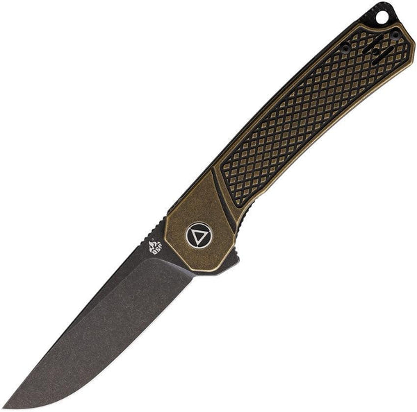 QSP Knife Osprey Linerlock Brass Black Stonewash 14C28N Sandvik - Knives.mx