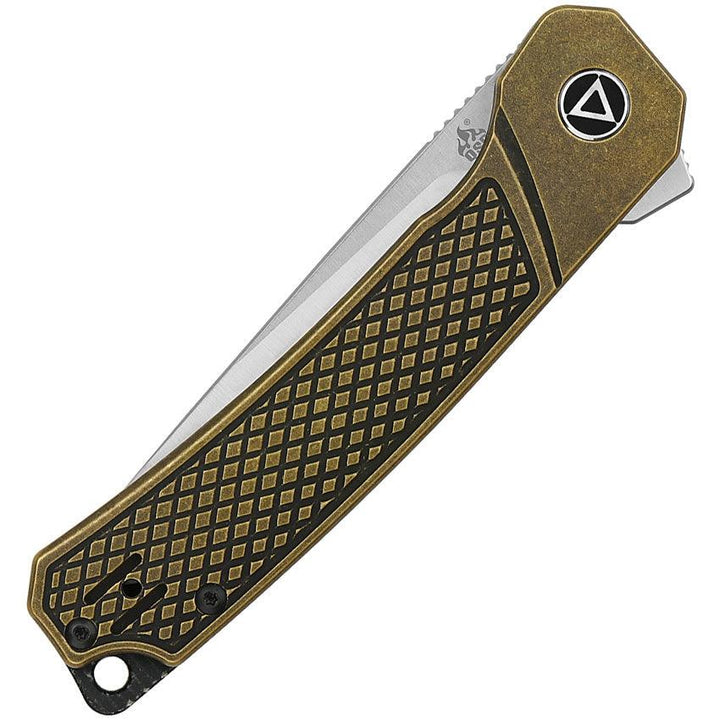 QSP Knife Osprey Linerlock Brass Stonewash 14C28N Sandvik - Knives.mx