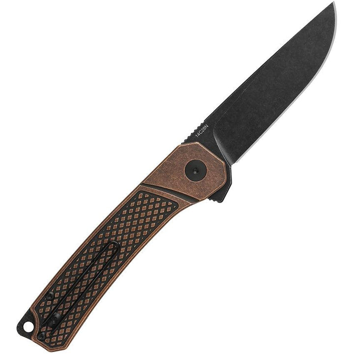 QSP Knife Osprey Linerlock Copper Black Stonewash 14C28N Sandvik - Knives.mx