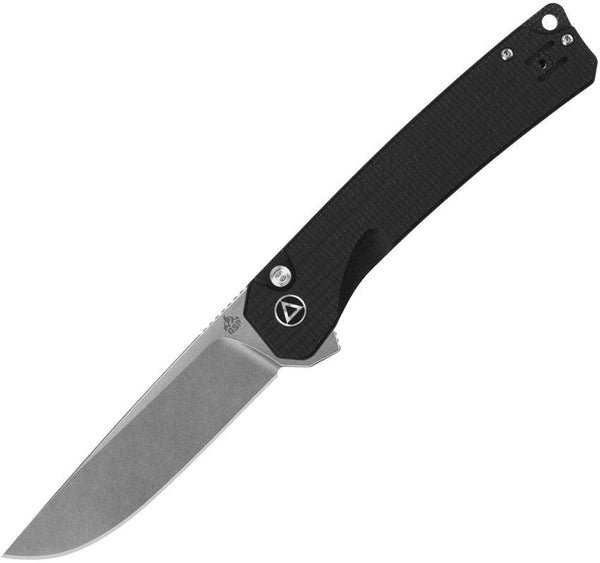 QSP Knife Osprey XL Button Lock Black Micarta Stonewash D2 - Knives.mx