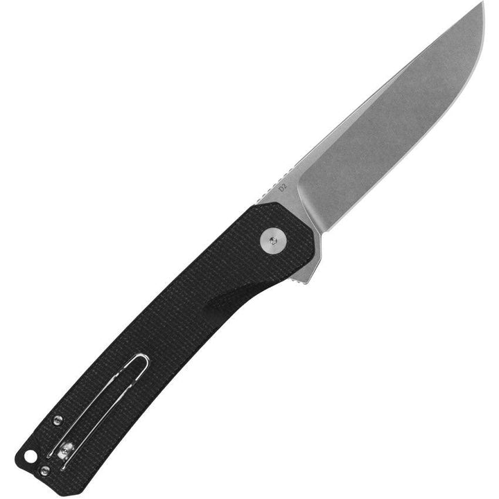 QSP Knife Osprey XL Button Lock Black Micarta Stonewash D2 - Knives.mx