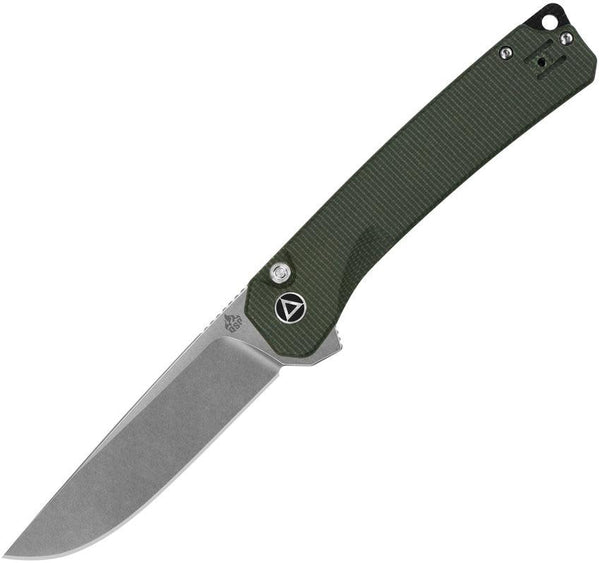 QSP Knife Osprey XL Button Lock Green Micarta Stonewash D2 - Knives.mx