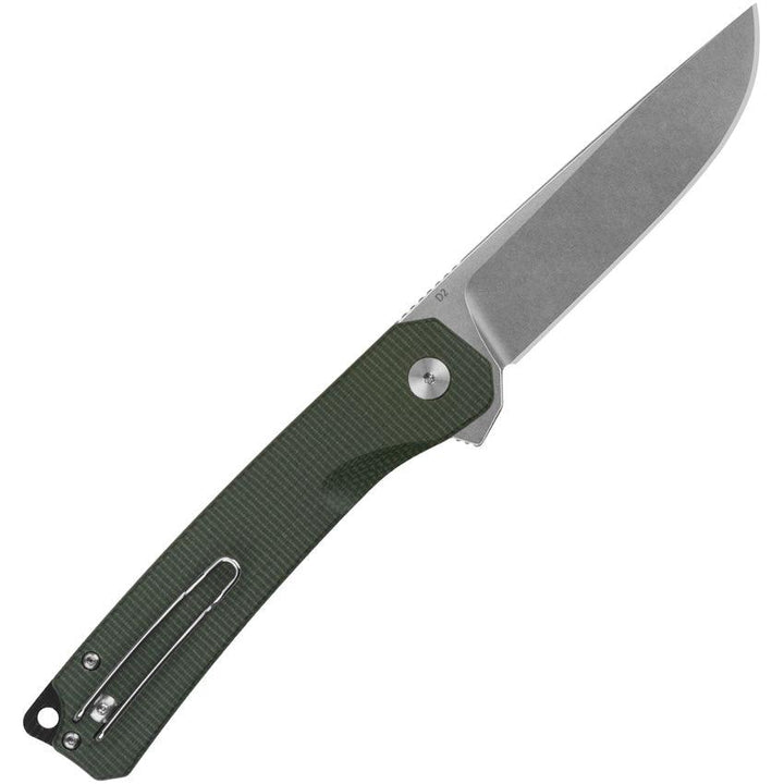 QSP Knife Osprey XL Button Lock Green Micarta Stonewash D2 - Knives.mx