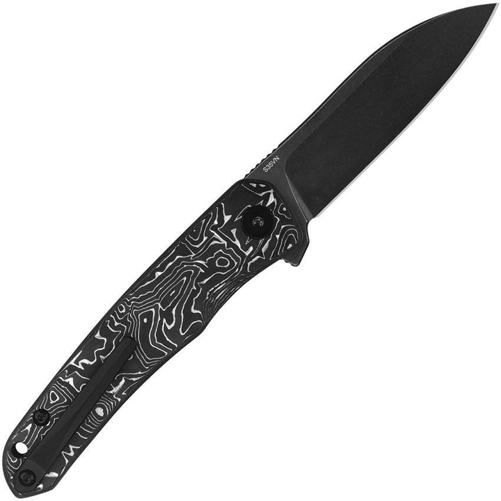 QSP Knife Otter Linerlock Aluminum Foil CF Black Stonewash S35VN - Knives.mx