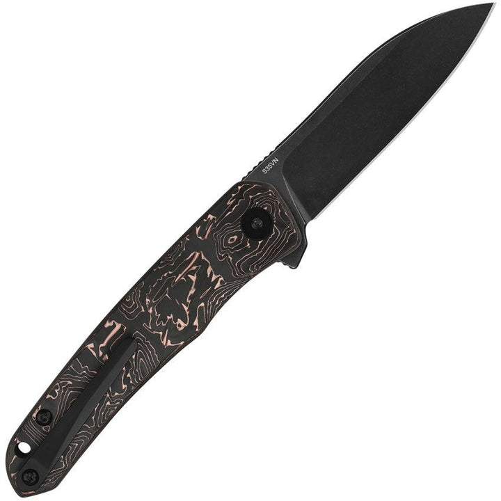 QSP Knife Otter Linerlock Copper Foil CF Black Stonewash S35VN - Knives.mx