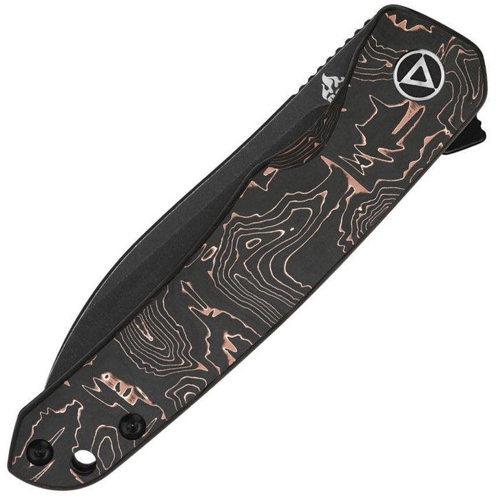 QSP Knife Otter Linerlock Copper Foil CF Black Stonewash S35VN - Knives.mx