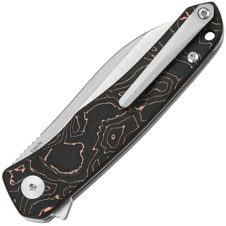 QSP Knife Otter Linerlock Copper Foil CF Satin S35VN - Knives.mx