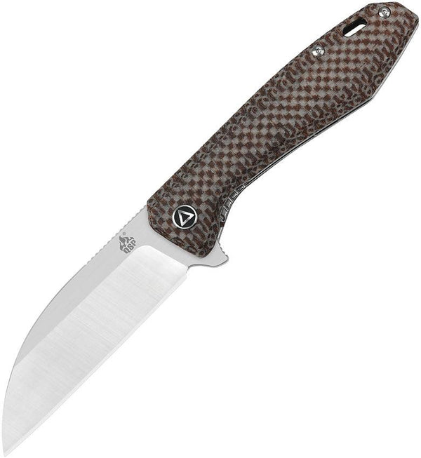 QSP Knife Pelican Linerlock Brown Textured Micarta Satin CPM S35VN - Knives.mx