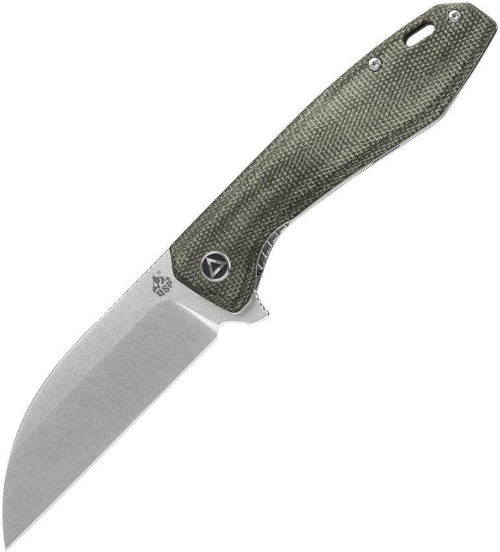 QSP Knife Pelican Linerlock Green Linen Micarta Satin CPM S35VN - Knives.mx