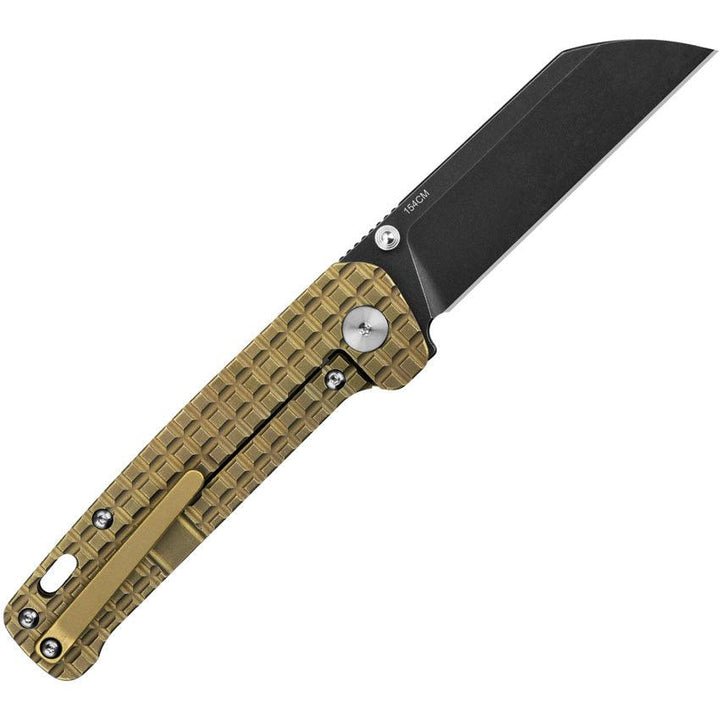 QSP Knife Penguin Framelock Frag Bronze Titanium Black Stonewash 154CM - Knives.mx