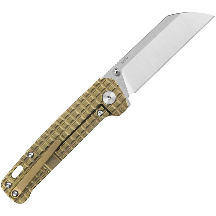 QSP Knife Penguin Framelock Frag Bronze Titanium Stonewash 154CM - Knives.mx