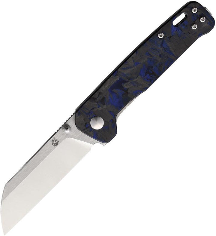 QSP Knife Penguin Linerlock Black & Blue G10 with Shredded CF D2 - Knives.mx