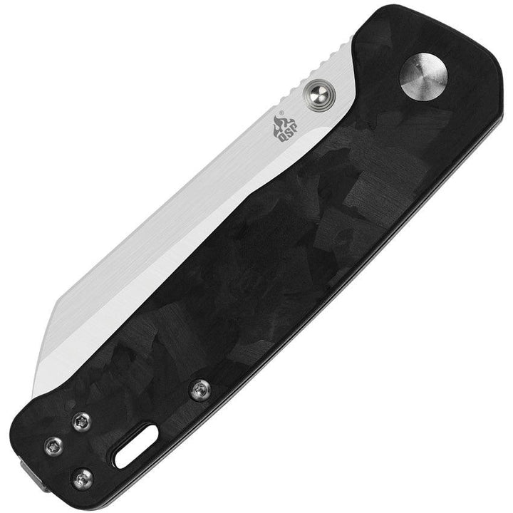 QSP Knife Penguin Linerlock Black G10 with Shredded CF D2 - Knives.mx