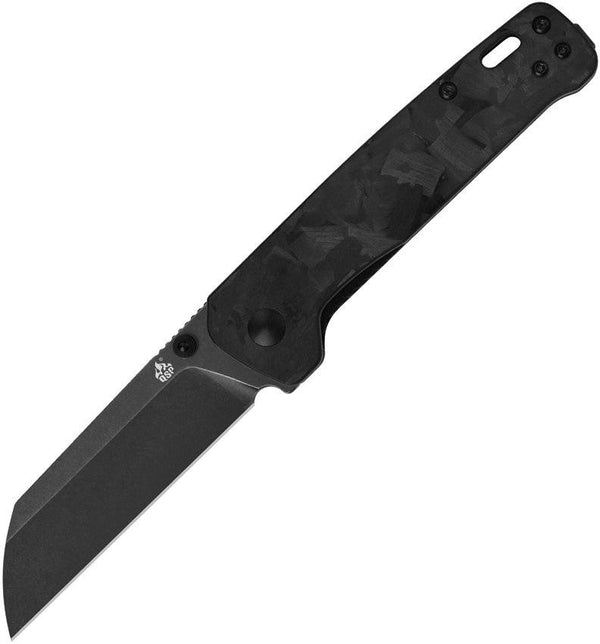 QSP Knife Penguin Linerlock Blackout G10 with Shredded CF Black Stonewash D2 - Knives.mx