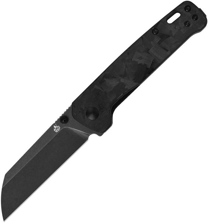 QSP Knife Penguin Linerlock Blackout G10 with Shredded CF Black Stonewash D2 - Knives.mx