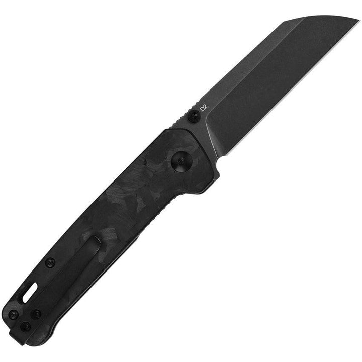 QSP Knife Penguin Linerlock Blackout G10 with Shredded CF Black Stonewash D2 - Knives.mx