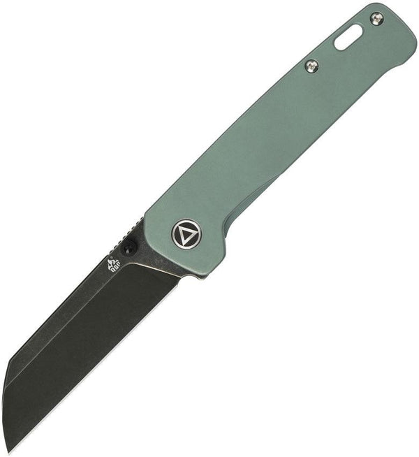 QSP Knife Penguin Linerlock Green Titanium Black Stonewash 154CM - Knives.mx