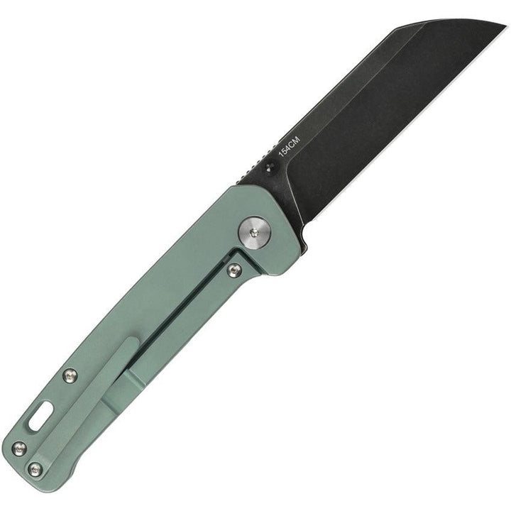 QSP Knife Penguin Linerlock Green Titanium Black Stonewash 154CM - Knives.mx