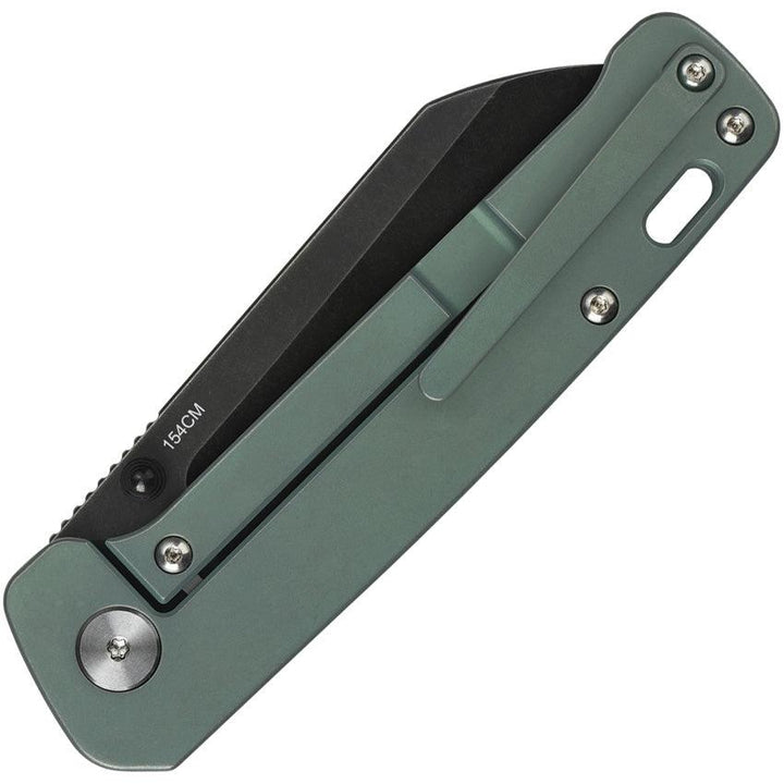 QSP Knife Penguin Linerlock Green Titanium Black Stonewash 154CM - Knives.mx