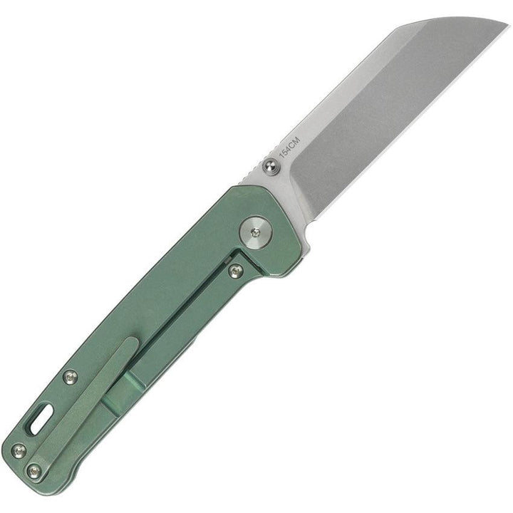 QSP Knife Penguin Linerlock Green Titanium Stonewash 154CM - Knives.mx