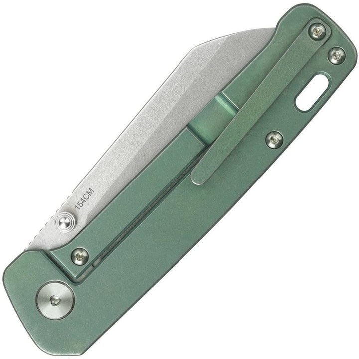 QSP Knife Penguin Linerlock Green Titanium Stonewash 154CM - Knives.mx