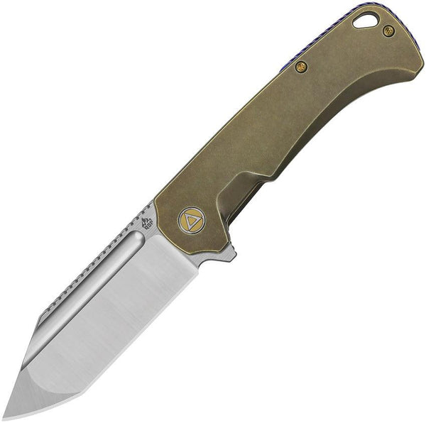 QSP Knife Rhino Framelock Bronze Stonewash Titanium Satin Tanto Bohler M390 - Knives.mx