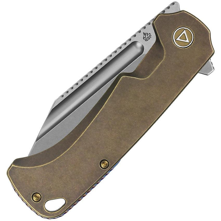 QSP Knife Rhino Framelock Bronze Titanium Stonewash Bohler M390 - Knives.mx