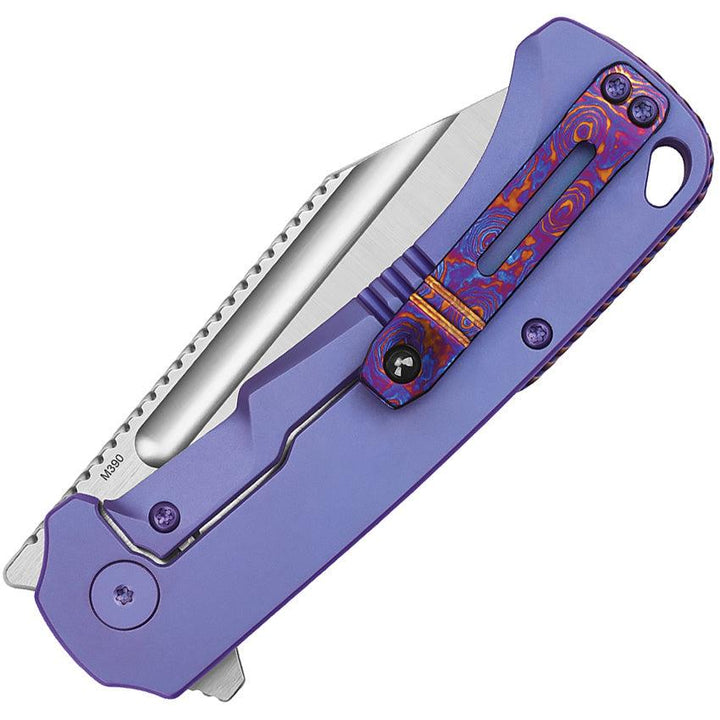 QSP Knife Rhino Framelock Purple Anodized Titanium Satin Bohler M390 - Knives.mx