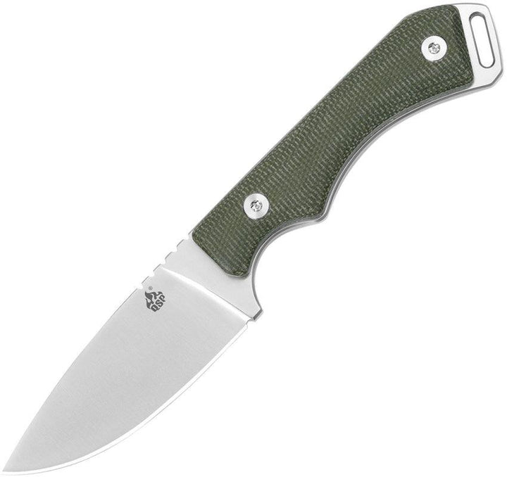 QSP Knife Workaholic Fixed Blade Green Linen Micarta Bohler N690 - Knives.mx