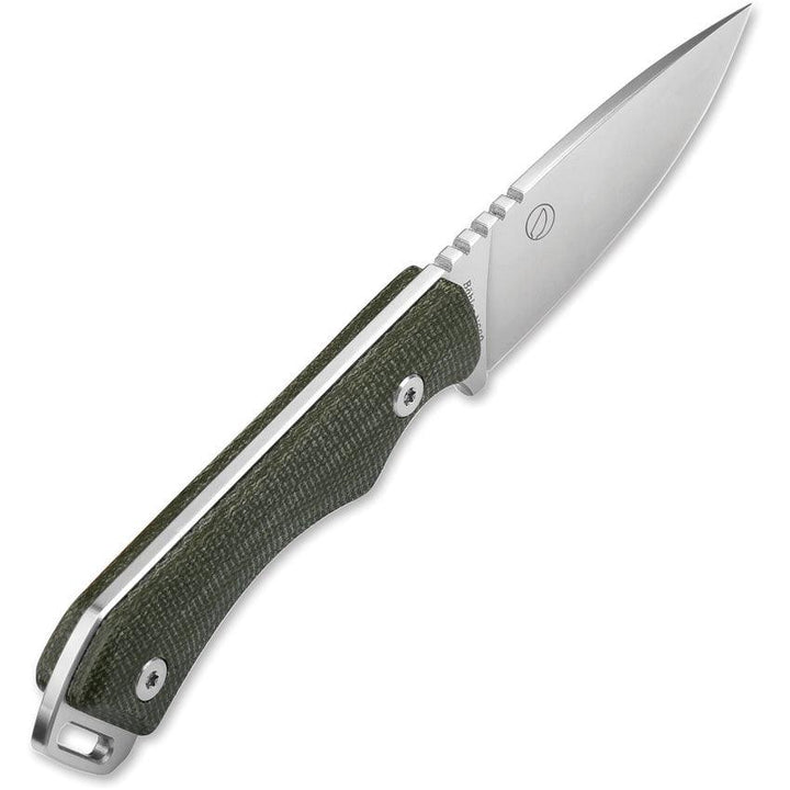 QSP Knife Workaholic Fixed Blade Green Linen Micarta Bohler N690 - Knives.mx