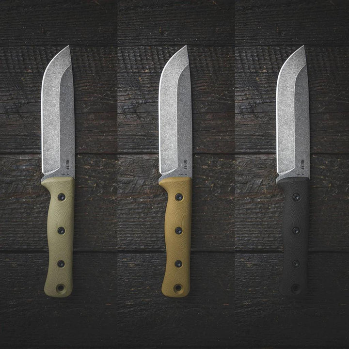 Reiff Knives F6 Leuku Survival Knife Black G10 Acid Stonewash CPM 3V (kydex sheath) - Knives.mx