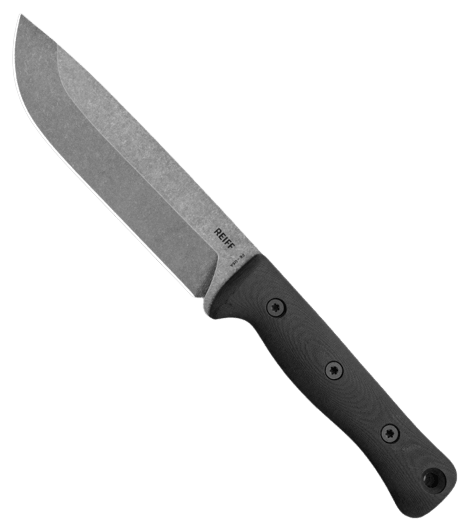 Reiff Knives F6 Leuku Survival Knife Black G10 Acid Stonewash CPM 3V (leather sheath) - Knives.mx