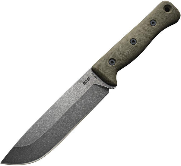 Reiff Knives F6 Leuku Survival Knife OD Green G10 Acid Stonewash CPM 3V (kydex sheath) - Knives.mx