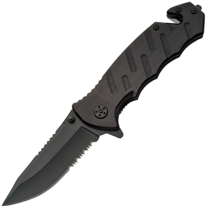 Rite Edge Night Hawk Linerlock A/O Black Stainless Serrated Blade - Knives.mx